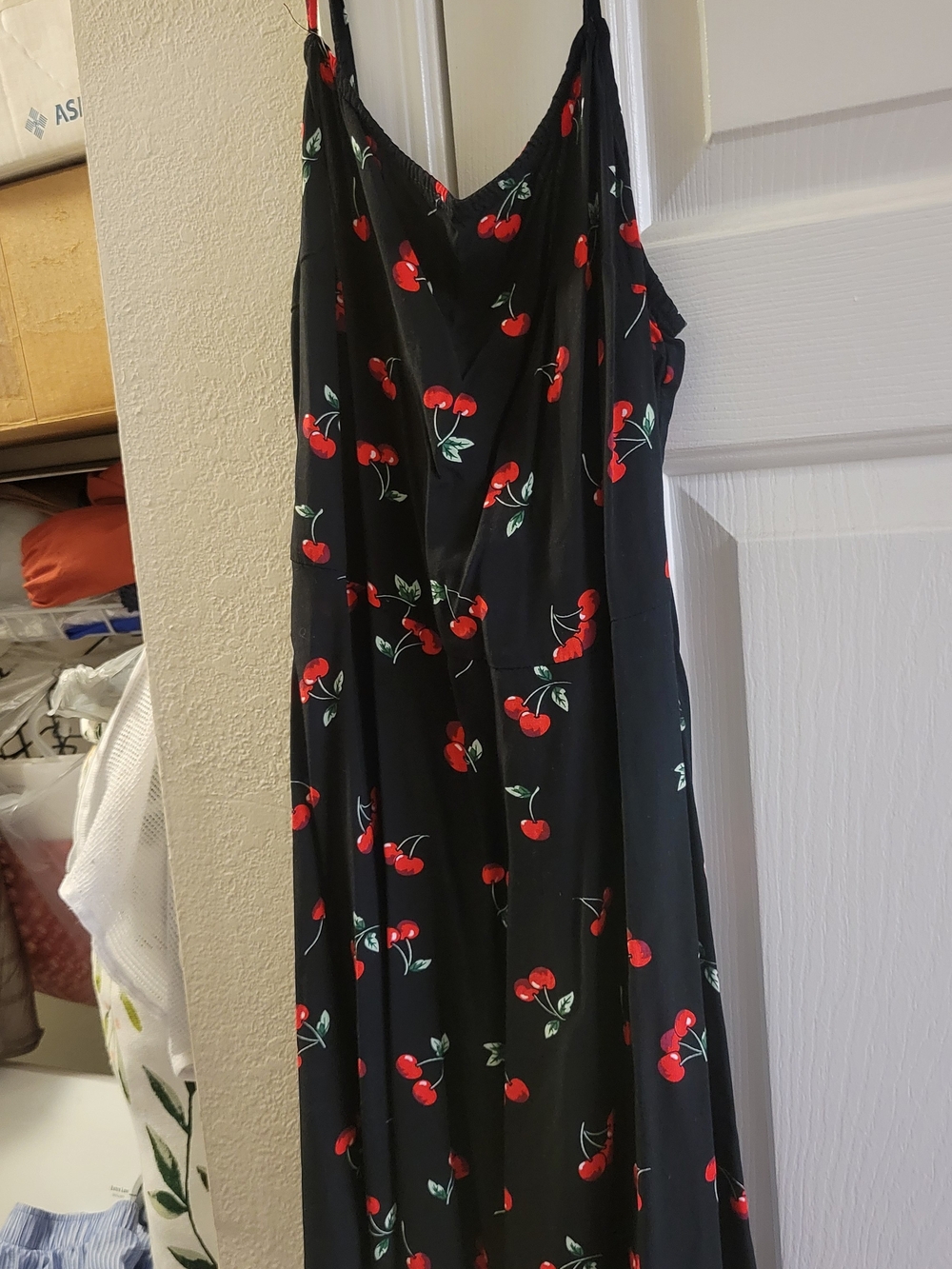 Black Cherry Print Slip Dress - Women